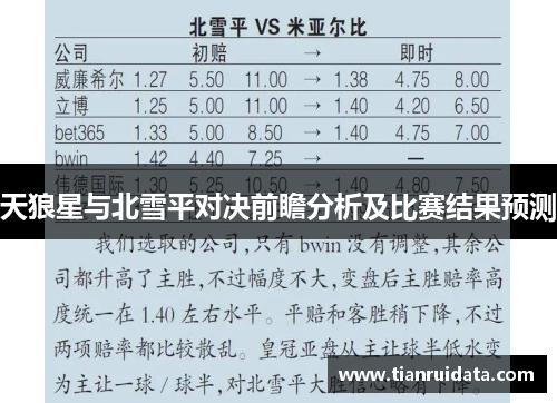 天狼星与北雪平对决前瞻分析及比赛结果预测